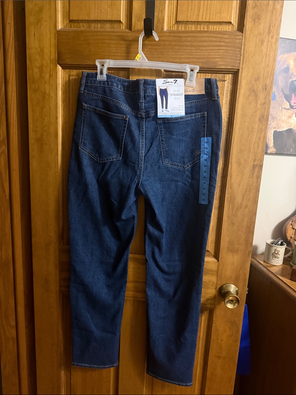 Seven7 Dark Blue Slim Straight Womens Jeans